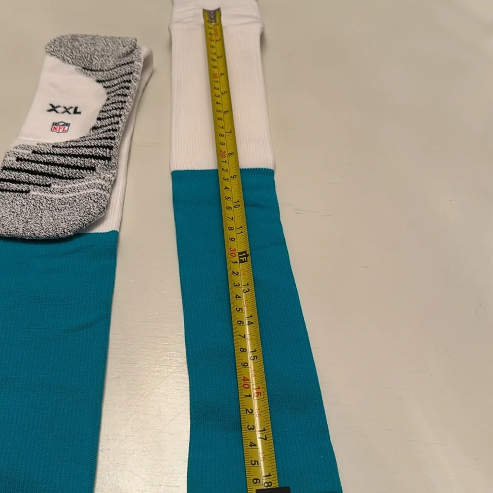MIAMI DOLPHINS TEAM ISSUED NIKE ON FIELD AQUA/WHITE NFL SOCKS XXL
